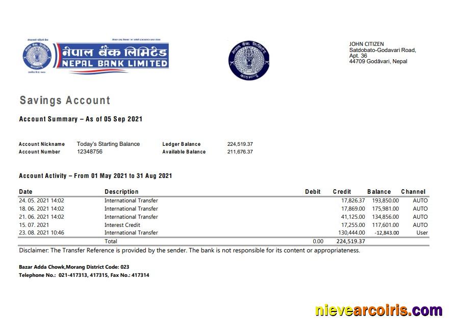 Nepal Bank Nepal excel pdf